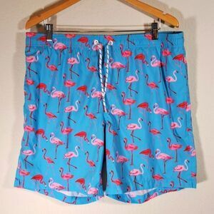 Maamgic Men’s Swim Trunks XXL Flamingo Mesh Liner Elastic Waist Drawstring